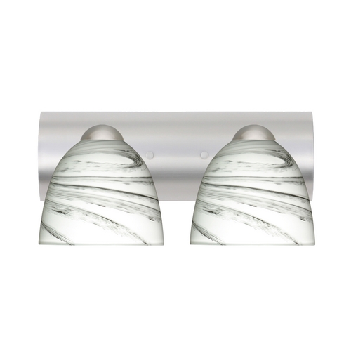 Besa Lighting Modern Bathroom Light Marble Grigio Glass Satin Nickel by Besa Lighting 2WZ-7572MG-SN