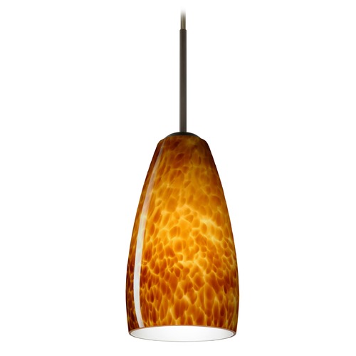 Besa Lighting Besa Lighting Chrissy Bronze Mini-Pendant Light with Oblong Shade 1BT-150918-BR