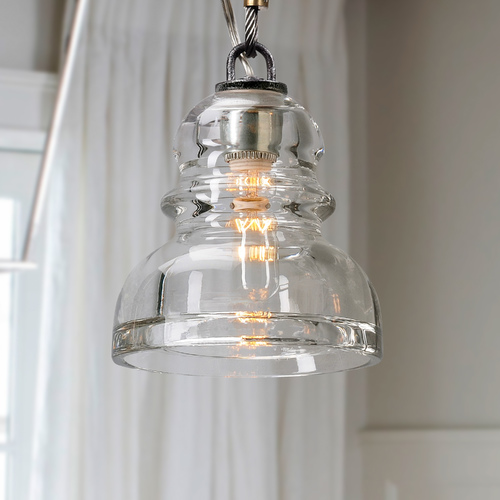 Troy Lighting Menlo Park Mini Pendant in Old Silver with Historic Pressed Glass F3132
