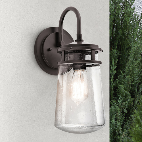 Kichler Lighting Kichler Outdoor Wall Light with Clear Seeded Glass in Bronze Finish 49445AZ