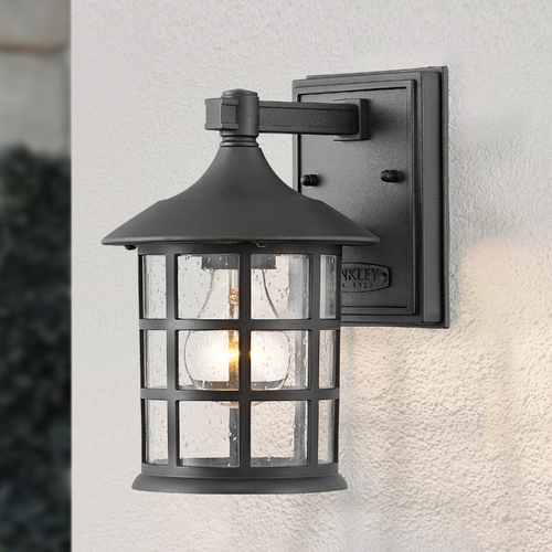 Freeport 9.25-Inch Textured Black Outdoor Wall Light by Hinkley Lighting