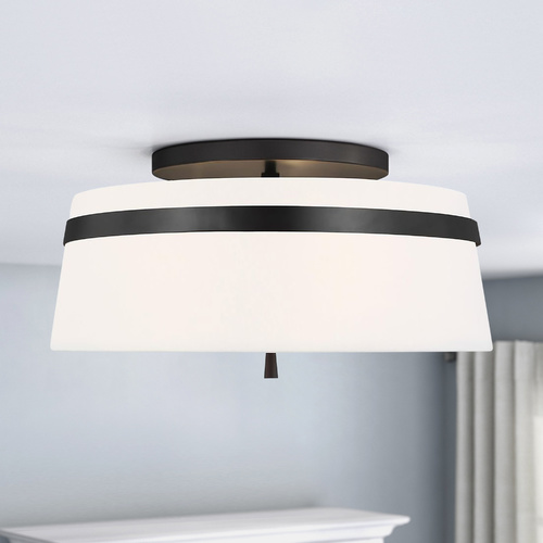 Alexa Hampton Cordtlandt 19-Inch Aged Iron Semi-Flush Mount by Visual Comfort Studio