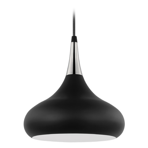Phoenix Small Pendant in Black & Polished Nickel by Nuvo Lighting