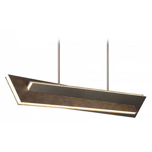 George Kovacs Lighting George Kovacs Intersezioni Midnight Iron & Faux Walnut LED Island Light P1649-895-L