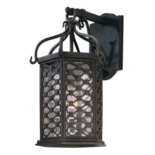 Los Olivos 15.25-Inch Seeded Glass Outdoor Wall Light in Old Iron by Troy Lighting