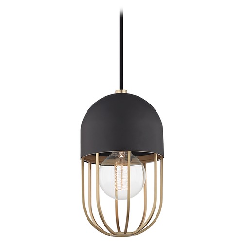 Mitzi by Hudson Valley Hayley Mini Pendant in Brass by Mitzi by Hudson Valley H145701-AGB/BK