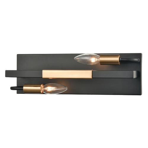 Elk Lighting Elk Lighting Heathrow Matte Black, Satin Brass Bathroom Light 15452/2