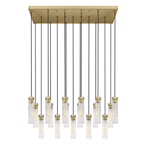 Z-Lite Beau Rubbed Brass Multi-Light Pendant with Cylindrical Shade