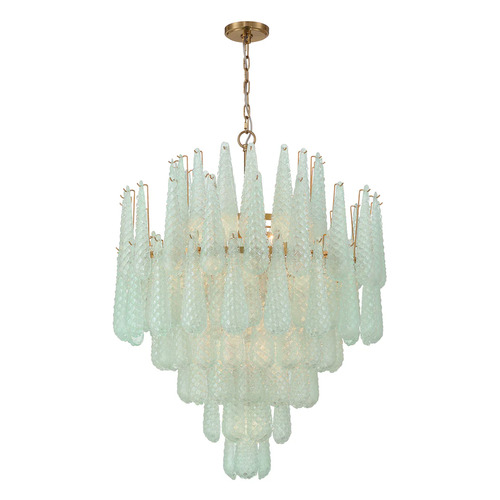 Ollie 21-Light Chandelier in Aged Brass & Green by Crystorama Lighting