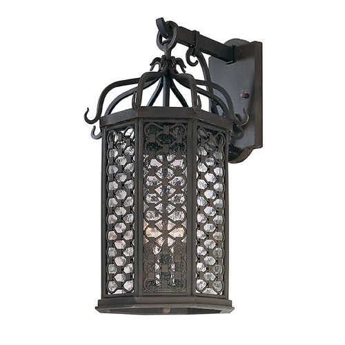 Los Olivos 20.50-Inch Seeded Glass Outdoor Wall Light in Old Iron by Troy Lighting