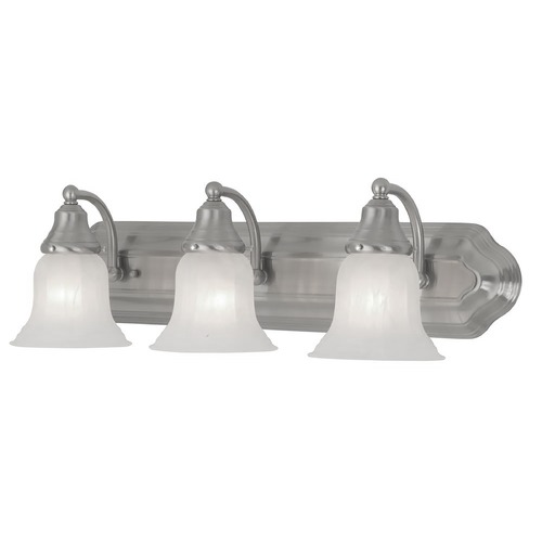Design Classics Lighting Traditional 24-Inch Vanity Light in Satin Nickel with Alabaster Glass 569-09