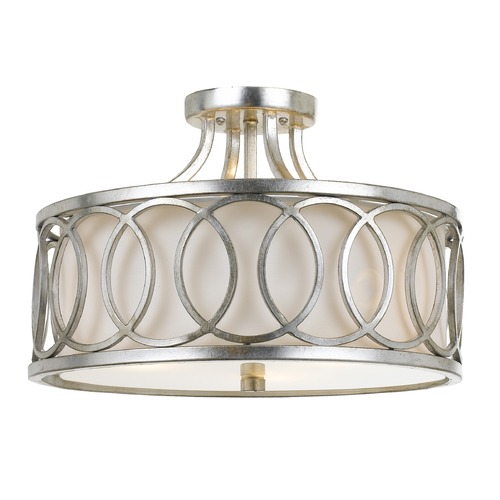 Crystorama Lighting Graham Antique Silver Semi-Flushmount Light