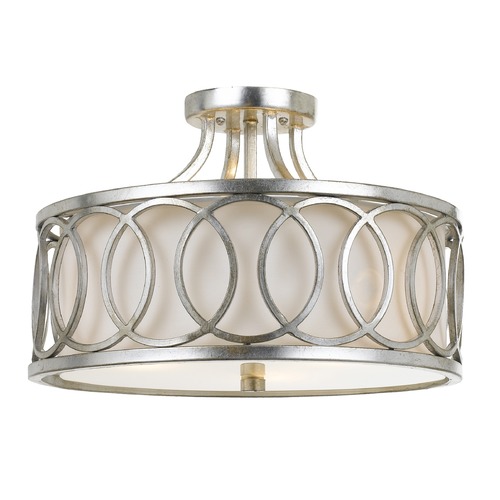 Crystorama Lighting Crystorama Lighting Graham Antique Silver Semi-Flushmount Light 285-SA