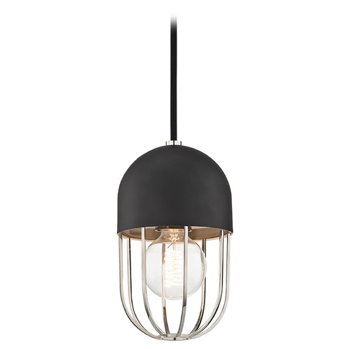 Mitzi by Hudson Valley Haley Mini Pendant in Polished Nickel by Mitzi by Hudson Valley H145701-PN/BK