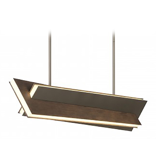 George Kovacs Lighting George Kovacs Intersezioni Midnight Iron & Faux Walnut LED Island Light P1648-895-L