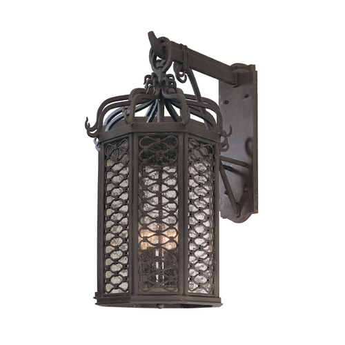 Los Olivos 25.75-Inch Seeded Glass Outdoor Wall Light in Old Iron by Troy Lighting