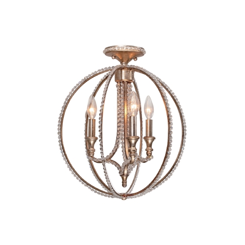 Crystorama Lighting Crystal Semi-Flushmount Light in Distressed Twilight Finish 6763-DT