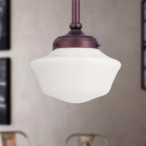 8-Inch Schoolhouse Mini-Pendant Light in Bronze Finish