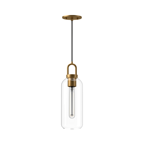 Alora Lighting Alora Lighting Soji Aged Gold Mini-Pendant Light with Cylindrical Shade PD401505AGCL