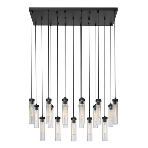 Z-Lite Z-Lite Beau Matte Black Multi-Light Pendant with Cylindrical Shade 740P-17L-MB