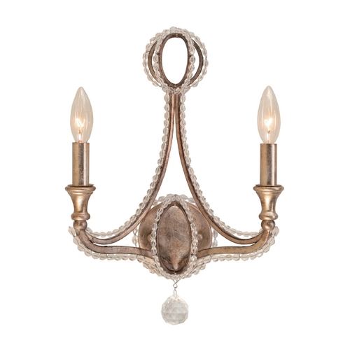 Crystorama Lighting Crystal Sconce Wall Light in Distressed Twilight Finish 6762-DT