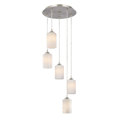 Contemporary Multi-Light Pendant Light with White Art Glass