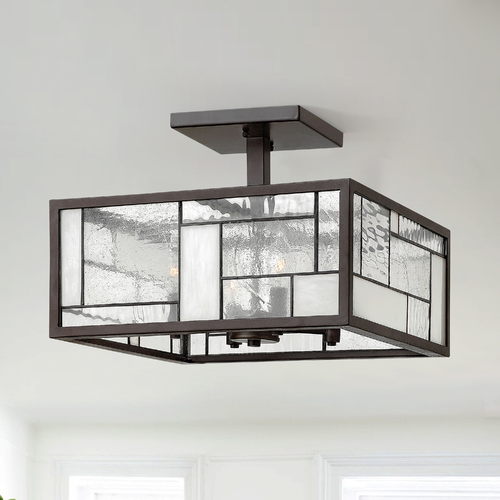 Semi-Flushmount Light with Copper Glass in Buckeye Bronze Finish