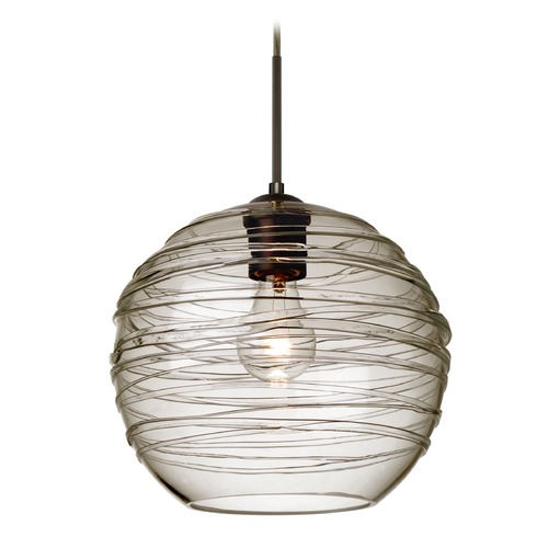 Besa Lighting Wave Bronze Pendant Light with Globe Shade