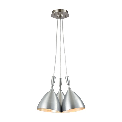 Elk Lighting Elk Lighting Spun Aluminum Satin Nickel Multi-Light Pendant with Bowl / Dome Shade 17042/3SR