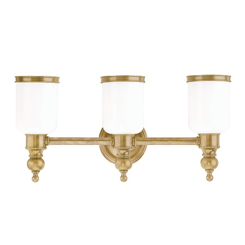 Glass In Aged Brass Finish, Vintage Brass Bathroom Light Fixtures