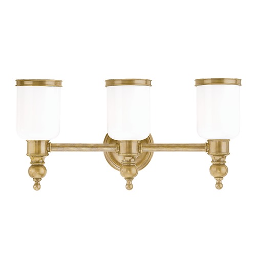 Bathroom Light With White Glass In Aged Brass Finish 6303 Agb Destination Lighting Glass In Aged Brass Finish, Vintage Brass Bathroom Light Fixtures