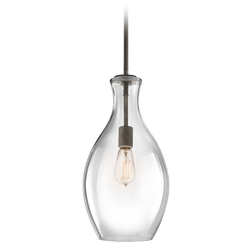 Everly 17.75-Inch Teardrop Glass Pendant in Bronze by Kichler Lighting