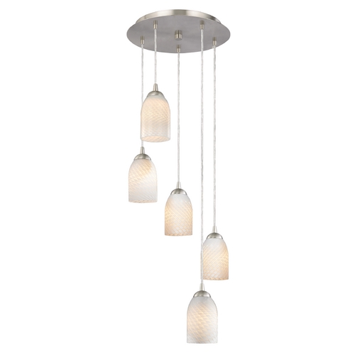 Design Classics Lighting Modern Multi-Light Pendant Light with White Glass and 5-Lights 580-09 GL1020D