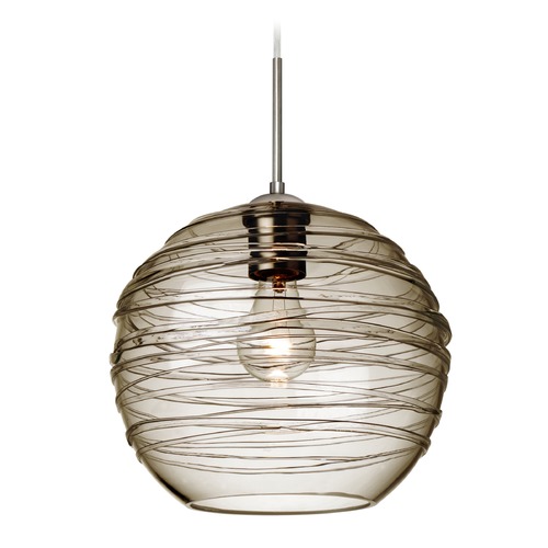 Besa Lighting Wave Satin Nickel Pendant Light with Globe Shade