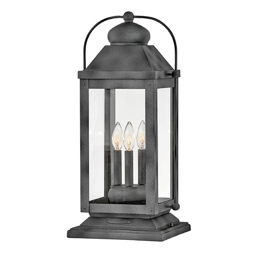 Anchorage 12V Large Pier Mount Lantern in Aged Zinc by Hinkley Lighting