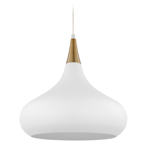 Phoenix Medium Pendant in White & Burnished Brass by Nuvo Lighting