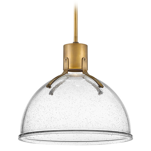 Argo 14-Inch Heritage Brass & Clear Seeded LED Pendant by Hinkley