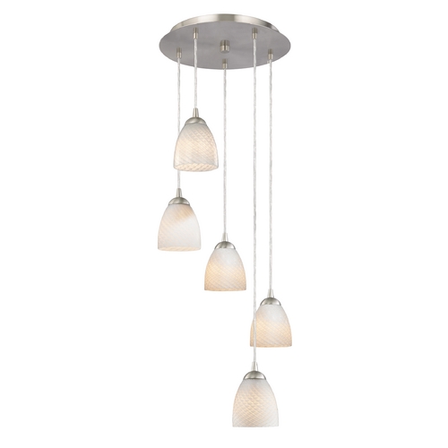 Modern Multi-Light Pendant Light with White Glass and 5-Lights