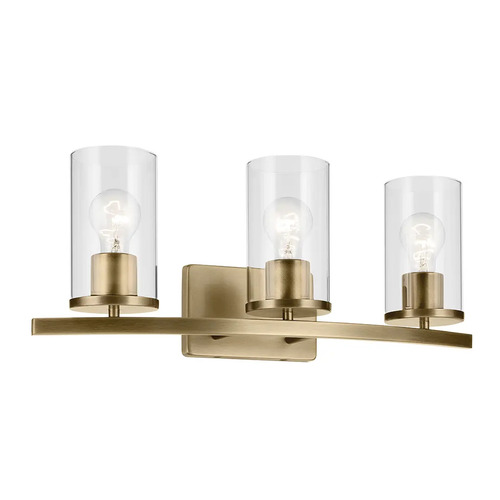 Kichler Lighting Crosby 3-Light Vanity Light in Natural Brass by Kichler Lighting 45497NBRCLR