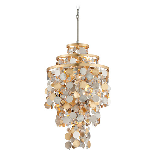 Corbett Lighting Corbett Lighting Ambrosia Silver & Gold Leaf & Stainless Mini-Chandelier 215-45-SL/GL/SS