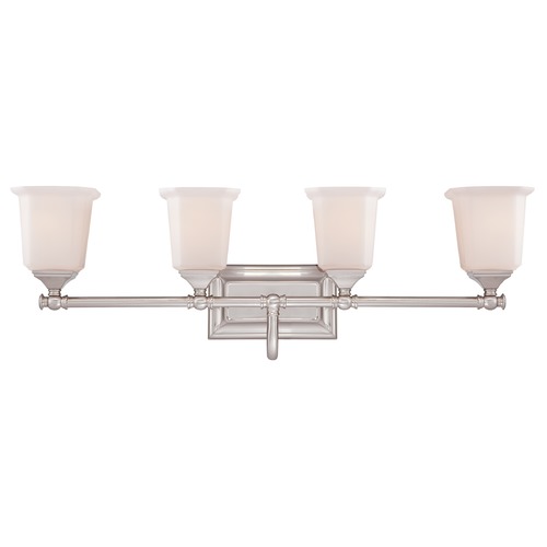 Quoizel Lighting Bathroom Light with White Glass in Brushed Nickel Finish NL8604BN