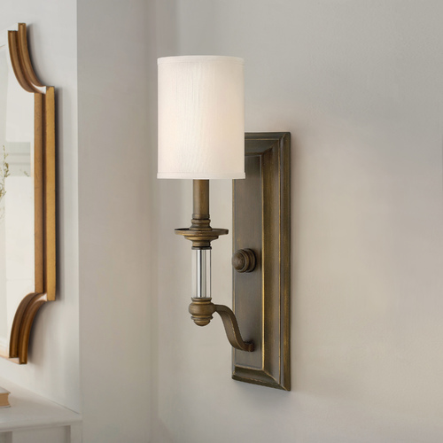 Hinkley Sconce Wall Light with Beige / Cream Shade in English Bronze Finish 4790EZ