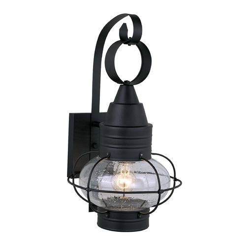 Seeded Glass Outdoor Wall Light Black by Vaxcel Lighting
