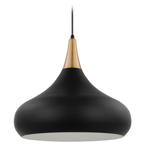 Phoenix Large Pendant in Black & Burnished Brass by Nuvo Lighting