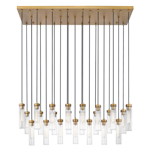Z-Lite Beau Rubbed Brass Multi-Light Pendant with Cylindrical Shade