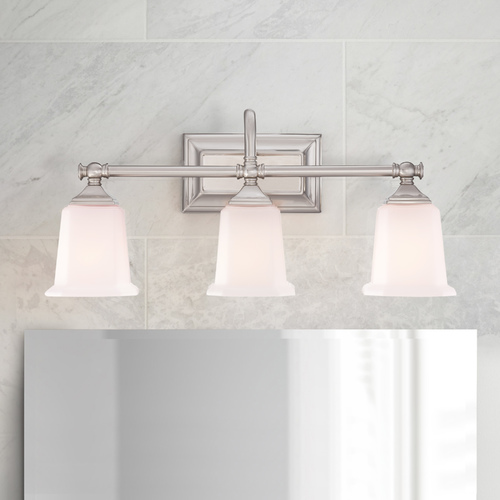 Nicholas 22-Inch Bath Light in Brushed Nickel by Quoizel Lighting