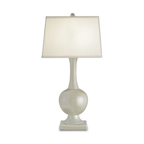 Currey and Company Lighting Table Lamp with White Shade in Pale Celadon Crackle Finish 6495