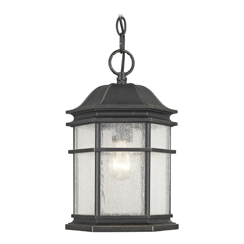 Seeded Glass Outdoor Hanging Light Bronze 12-3/4-Inch Dolan Designs