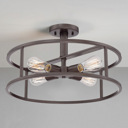 New Harbor 4-Light Open Semi-Flush Mount in Western Bronze by Quoizel Lighting