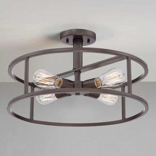 Quoizel Lighting New Harbor 4-Light Open Semi-Flush Mount in Western Bronze by Quoizel Lighting NHR1718WT